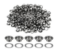 QUARKZMAN 200 Sets Oeillets, 5mm Oeillets En Laiton Auto-Encadrants Avec Rondelles Pour Ceintures, Chaussures, Vetements, Noyaux De Perles, Projet DIY, Noir