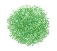QUARKZMAN 2000 Pièces Perles de Rocaille, 2mm Longueur 1mm Diamètre du Trou Perles de Verre pour DIY Boucles D'Oreilles, Colliers, Bracelets, Fabrication de Bijoux, Vert Gazon Irisé