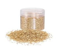 QUARKZMAN 200g Verre Concassé Paillettes de Verre Pilé 1-3mm Électroplaqué Brillant Éclats de Verre Cassé Irréguliers pour Décoration d'Art en Résine, Remplissage de Vase, Ton Doré