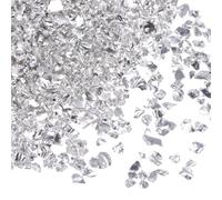 QUARKZMAN 200g Verre Concassé Paillettes de Verre Pilé 2-4mm Électroplaqué Brillant Éclats de Verre Cassé Irréguliers pour Décoration d'Art en Résine, Remplissage de Vase, Ton Argenté