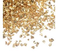 QUARKZMAN 200g Verre Concassé Paillettes de Verre Pilé 2-4mm Électroplaqué Brillant Éclats de Verre Cassé Irréguliers pour Décoration d'Art en Résine, Remplissage de Vase, Ton Doré