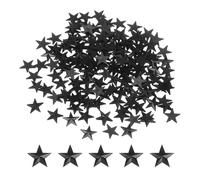 QUARKZMAN 200PCS Étoile Strass Acrylique 10x10mm Plat Dos Gemmes Plastique Pour Artisanat Perle Peinture Visage Fabrication [Mots interdits] Costume Noir