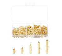 QUARKZMAN 200Pcs Fermoirs Coulissants, 10/13/20/25/30mm Tube Embouts à Sertir Coulissants pour Billes pour Fabrication Artisanale Multibrins, Ton Doré