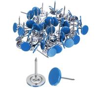 QUARKZMAN 200Pcs Punaise, 11mmx17mm Tête Plate Ronde Punaise Décorative Punaise De Tissu Pour Tableau Liège Bureau Mur Accrochage, Bleu