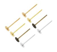 QUARKZMAN 200Pcs Tiges pour Boucles d'oreilles, 4mm/0.2inch Plateau Plat en Acier Inoxydable Tiges Vierges pour Création De Bijoux DIY, Variées