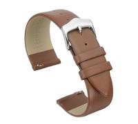 QUARKZMAN 20mm Bracelet De Monture En Cuir Véritable Brun Clair, Bracelet De Monture Plat Fin Et Élégant À Libération Rapide Avec Boucle En Acier Inoxydable Argenté Pour Hommes Et Femmes