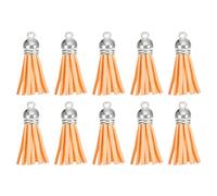 QUARKZMAN 20Pcs 1.5 Pouce Charme Porte-Clés à Pompons en Cuir avec Capuchon Argenté pour la Fabrication de Bijoux de Bracelets Pendentifs, Décoration Artisanale DIY, Orange
