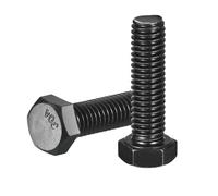 QUARKZMAN 20Pcs 3/8-16 x 1-1/4" Boulons À Tête Hexagonale Noir | Vis À Tête Hexagonale Filetée Complète, Boulons Hexagonaux Pour Construction, En Acier Inoxydable 304
