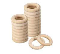 QUARKZMAN 20pcs 30mm(1.2-pouce) Naturel Bois Anneaux, 6mm Épais Lisse Inachevé Bois Cercles pour DIY Artisanat, Tricot, Macramé, Pendentif