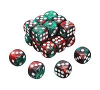 QUARKZMAN 20Pcs 6 Faces Colorees des Standard, 16mm Acrylique D6 Mini Polyedrique Perle Motif Deux Tons Couleurs Jeu De des pour Table Games, Rouge/Vert, Point Blanc