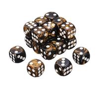 QUARKZMAN 20Pcs 6 Faces Colorées Standard Dés, 16mm Acrylique D6 Mini Polyèdre Perle Motif Bicolores Jeu De Dés pour Table Games, Noir/Or, Point Blanc