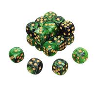 QUARKZMAN 20Pcs 6 Faces Colorées Standard Dés, 16mm Acrylique D6 Mini Polyédrique Perle Motif Bicolores Jeu De Dés pour Table Games, Vert Clair/Noir, Point Or