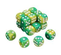 QUARKZMAN 20Pcs 6 Faces Dés Standard, 2 Couleurs 16mm Acrylique D6 Mini Polyédrique Perle Motif Jeu De Dés Set pour Table Games, Jaune Et Vert/Blanc Point