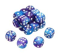QUARKZMAN 20Pcs 6 Faces Standard Dés, 2 Couleurs 16mm Acrylique D6 Mini Polyédrique Perle Motif Jeu De Dés Set pour Table Games, Violet et Bleu Foncé/Point Blanc