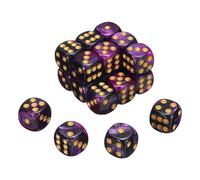 QUARKZMAN 20Pcs 6 Faces Standard Dice, 2 Couleurs 16mm Acrylic D6 Mini Polyhedral Pearl Pattern Game Dice Set pour Table Games, Purple and Black/Gold Point