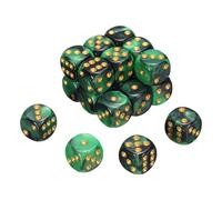 QUARKZMAN 20Pcs 6 Sided Standard Dice, 2 Colors 16mm Acrylic D6 Mini Polyhedral Pearl Pattern Game Dice Set pour Table Games, Green and Black/Gold Point