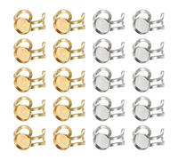 QUARKZMAN 20Pcs Bagues À Base Réglable, 10mm Acier Inoxydable Plat Rond Monture gemme Pour Création De Bijoux DIY Artisanat, Ton Argenté/Doré