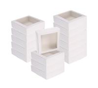QUARKZMAN 20Pcs boîtes à savon en kraft. 4.1 x 4.1 x 1.2 pouces mini boîte kraft avec fenêtre transparente pour bonbons biscuits cadeaux fête festivités emballage de friandises (blanc)