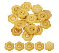 QUARKZMAN 20Pcs Boutons En Bois, 28mm Boutons En Bois En Forme De Fleur 2 Trous Boutons De Couture Décoratifs Pour Couture DIY Artisanat Vêtements Fait Main, Beige