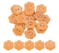 QUARKZMAN 20Pcs Boutons En Bois, 30mm Forme De Fleur Boutons En Bois 2 Trous Boutons De Couture Décoratifs Pour Couture DIY Artisanat Vêtements Fait Main, Marron Clair