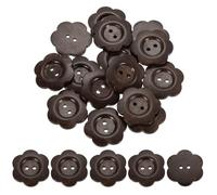 QUARKZMAN 20Pcs Boutons En Bois, 34mm Forme Fleur Boutons En Bois 2 Trous Boutons Décoratifs Pour Couture DIY Artisanat Vêtements Fait Main, Brun Foncé