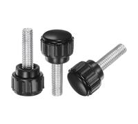 QUARKZMAN 20Pcs Boutons Moletés Filetés M5 x 15mm, Vis à Tête Cylindrique à Embase Moletée, Boutons de Serrage à Visser, Noir