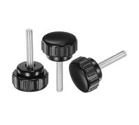 QUARKZMAN 20Pcs Boutons Moletés M5 x 35mm, Vis à Tête Cylindrique, Boutons de Serrage, Poignée de 25mm, Tête Ronde en Plastique, Noir