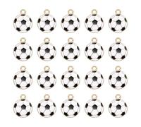 QUARKZMAN 20Pcs Charme Football 16.5x13mm Alliage Emaille Sport Charme Pendentif Petit Mignon En Gros Pour Fabrication De Bijoux Porte-Clefs Collier Bracelets Accessoires DIY, Noir