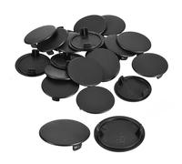 QUARKZMAN 20Pcs Couvre-Trous de Charnière, 35mm(1 3/8") de Diamètre en Plastique Couvercle de Trou Dissimulé, Capuchons Ronds de Type Affleurant pour Armoire à Meubles, Noir