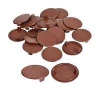 QUARKZMAN 20Pcs Couvre-Trous de Charnière, 35mm(1 3/8") de Diamètre en Plastique Couvercle de Trou Dissimulé, Capuchons Ronds de Type Affleurant pour Armoire à Meubles, Rouge-Marron