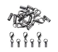 QUARKZMAN 20Pcs Embouts de Cordon 2,5 mm ID Noir Embouts de Cordon en Colonne en Cuivre pour DIY Bracelets Colliers Pompons Cordon en Cuir