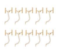 QUARKZMAN 20Pcs Fermoirs Coulissants avec Fermoirs Mousquetons et Chaîne d'Extension, 20mm Tube Coulissant Extrémités de Cordon à Sertir pour la Fabrication Artisanale, Doré Clair