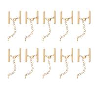 QUARKZMAN 20Pcs Fermoirs Coulissants avec Fermoirs Mousquetons et Chaîne d'Extension, 30mm Tube Coulissant Extrémités de Cordon à Sertir pour la Fabrication Artisanale, Doré Clair