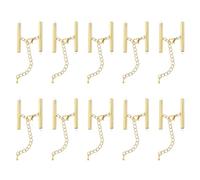 QUARKZMAN 20Pcs Fermoirs Coulissants avec Fermoirs Mousquetons et Chaîne d'Extension, 35mm Tube Coulissant Extrémités de Cordon à Sertir pour la Fabrication Artisanale, Ton Doré