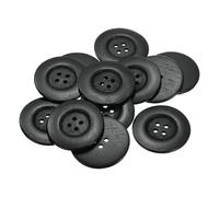 QUARKZMAN 20Pcs Gros Boutons En Bois, 60mm(2 3/8") Boutons Ronds En Bois À 4 Trouailles Pour Couture DIY Vêtements, Noir