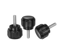 QUARKZMAN 20Pcs M3 x 10mm Bouton Moleté à Filetage Mâle, Vis à Pouce Boutons de Serrage Poignée 14mm Boutons à Tête Ronde en Plastique Vis à Pouce, Noir