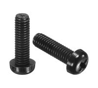 QUARKZMAN 20Pcs M6 x 20mm Fileté Nylon Phillips Cruciforme Cylindrique Tête cylindrique Machine Vis Boulons Noir