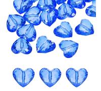 QUARKZMAN 20pcs Perles En Forme De Coeur En Acrylique 30x28mm Perles Libres Cristaux Gemmes Avec Trou Pour La Décoration Fabrication De Bracelet Collier Création De Bijoux, Bleu Foncé
