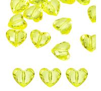 QUARKZMAN 20pcs Perles En Forme De Coeur En Acrylique 30x28mm Perles Libres Cristaux Pierres Avec Trou Pour Décoration Fabrication De Bracelet Collier Création De Bijoux, Jaune Citron