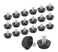 QUARKZMAN 20Pcs Pieds Réglables pour Meubles Filetés M6, 19x11mm Pieds De Table Réglables, Glissières À Visser pour Niveler Les Pieds De Chaise Et Tabouret, Noir