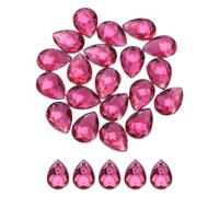 QUARKZMAN 20Pcs Pierres Précieuses en Acrylique en Forme de Gouttes à Dos Plat 18x25mm, Strass Artificiels pour l'Artisanat Diy, les Perles, les Mariages, la Peinture Sur Visage - Rose