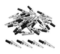 QUARKZMAN 20pcs Pinces Crocodiles Isolées 35mm Pinces Électriques De Test Avec Plastique À Une Main Pinces Crocodiles Pour Multimètre Laboratoire Test De Batterie Câble Pince, Noir
