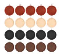 QUARKZMAN 20pcs Plateaux Pour Pendentifs, 30mm Ronds Bases En Bois Pour cabochon Cadres Vides Plateaux Bords Pour Bijoux DIY Artisanat Photo, 4 Couleurs