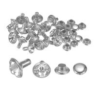 QUARKZMAN 20Pcs Rivets en Cristal de 8mm, Rivets en Strass Rapides pour Vêtements, Artisanat du Cuir, Décoration d'Arts et d'Artisanat en Tissu, Bricolage, Argent et Blanc Transparent