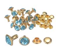 QUARKZMAN 20Pcs Rivets en Cristal de 8mm, Rivets en Strass Rapides pour Vêtements, Artisanat du Cuir, Décoration d'Arts et d'Artisanat en Tissu, Bricolage en Cuir, Bleu