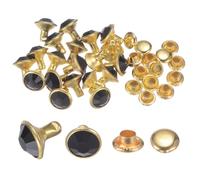 QUARKZMAN 20Pcs Rivets en Cristal de 8mm, Rivets en Strass Rapides pour Vêtements, Artisanat du Cuir, Décoration d'Arts et d'Artisanat en Tissu, Bricolage en Cuir, Noir