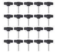 QUARKZMAN 20Pcs Vis de Serrage à Oreilles M4 x 25mm Boutons Mâles Standard en Plastique Poignées de Boutons en T Poignées de Serrage à Main, Noires