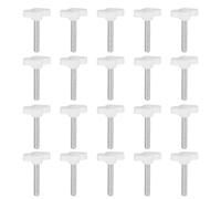QUARKZMAN 20Pcs Vis de Serrage à Oreilles M6 x 35mm Filetage Mâle Standard Plastique Boutons en T Poignées Manuels Poignée Vis Moletée, Blanc