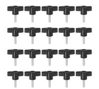 QUARKZMAN 20Pcs Vis de Serrage Étoile M5 x 20mm Filetage Mâle Plastique Boutons de Goujon en T Poignées Filetées en T Serrage Manuel Vis à Oreilles, Noir