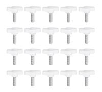 QUARKZMAN 20Pcs Vis de Serrage Vis à Oreilles M6 x 16mm Filetage Mâle Standard Plastique Boutons en T Poignées Boutons de Serrage Manuels Poignée Vis Moletée, Blanc